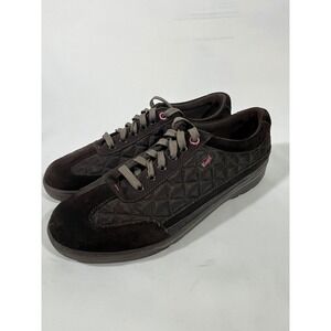 Keds Quilted Low Top Lace Up Sneakers Women 8.5 Brown/Pink Suede Trim Everyday